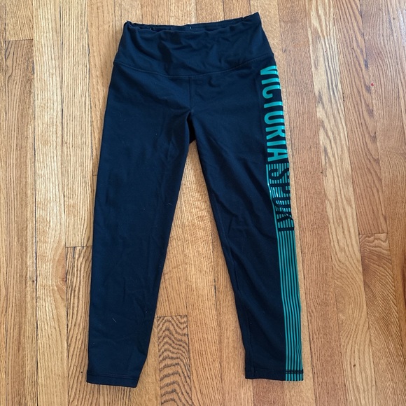 Victoria's Secret Pants - Victoria's Secret  Black and Green Knockout Capris